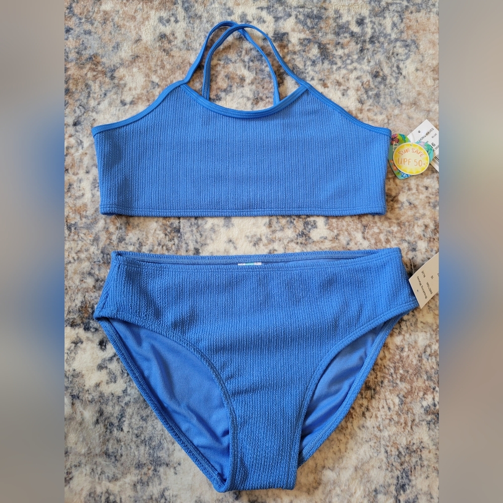 Girls Blue 2 Piece Swim Size 16